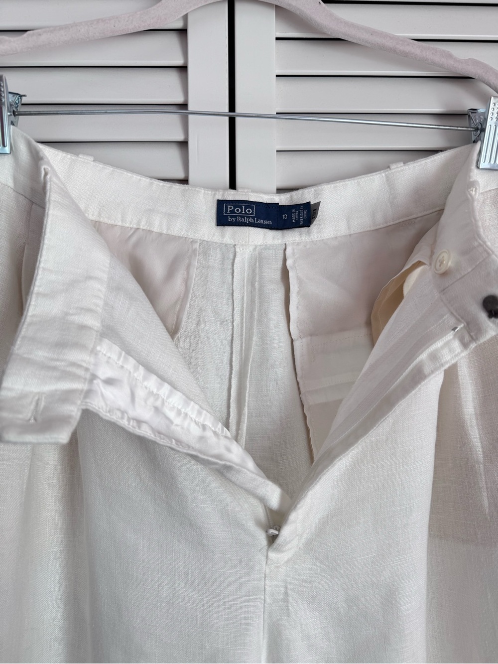 Polo Ralph Lauren Linen Relaxed Straight Leg High Rise Pleated White Pant 10 - Picture 5 of 13